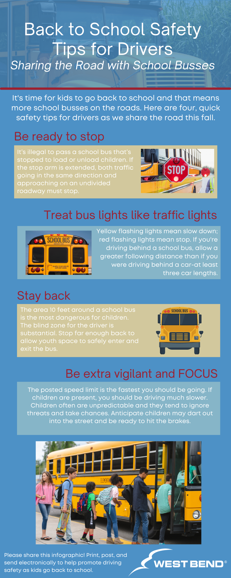 Tips for sharing the road with school buses